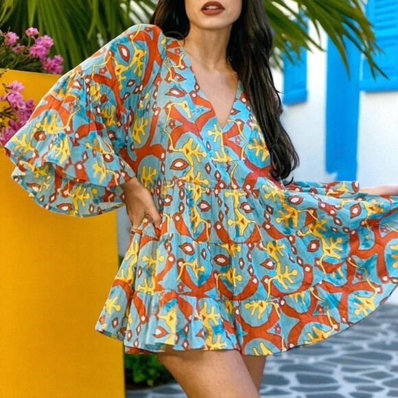 Antica Sartoria by Giacomo Cinque Boho Multicolor Blouse/Mini Dress - Picture 1 of 11